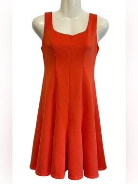 Muse Classic Sleeveless Orange Fit & Flare Dress